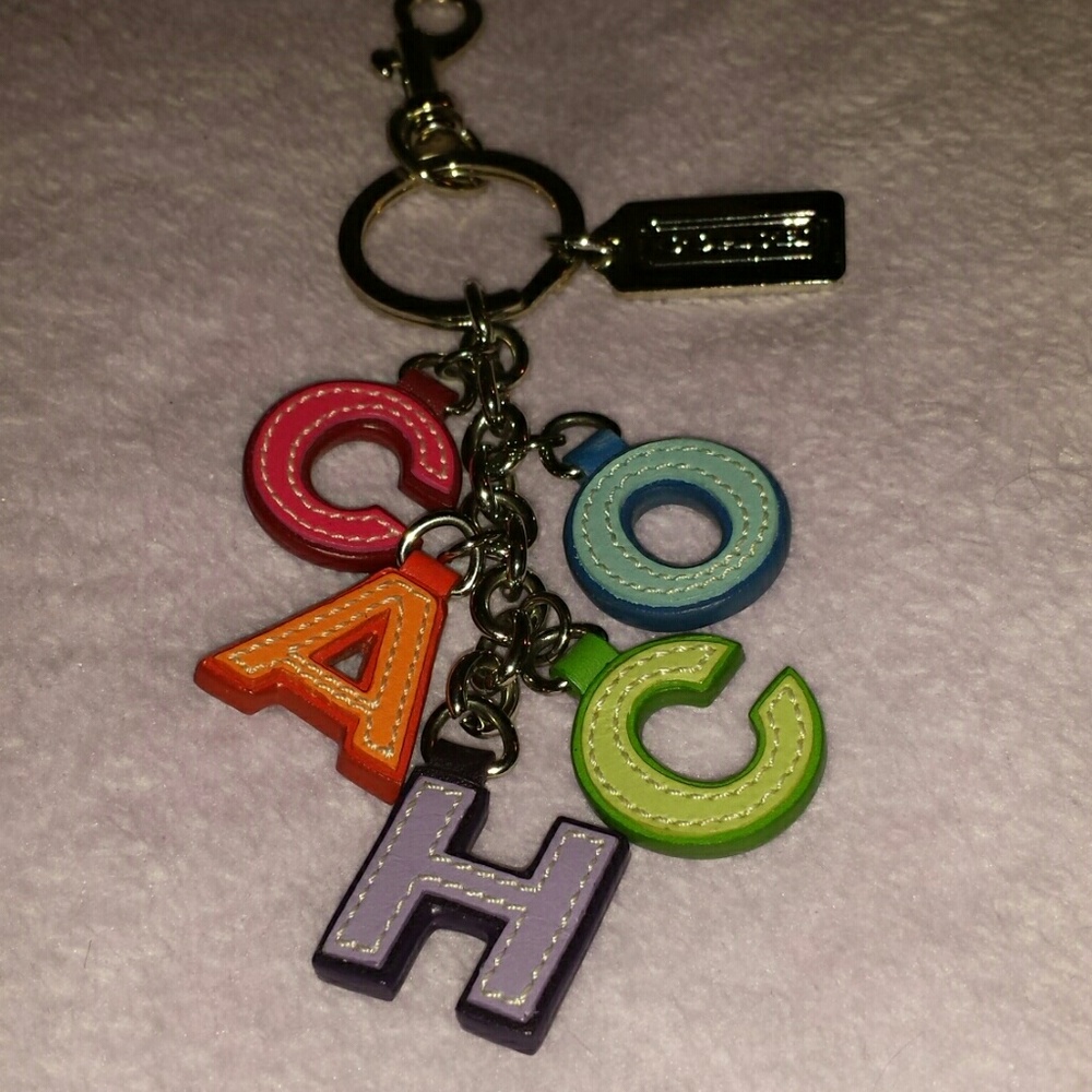 Coach leather letter keychain